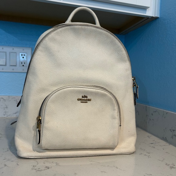 Coach - White Leather Backpack - Picture 1 of 4